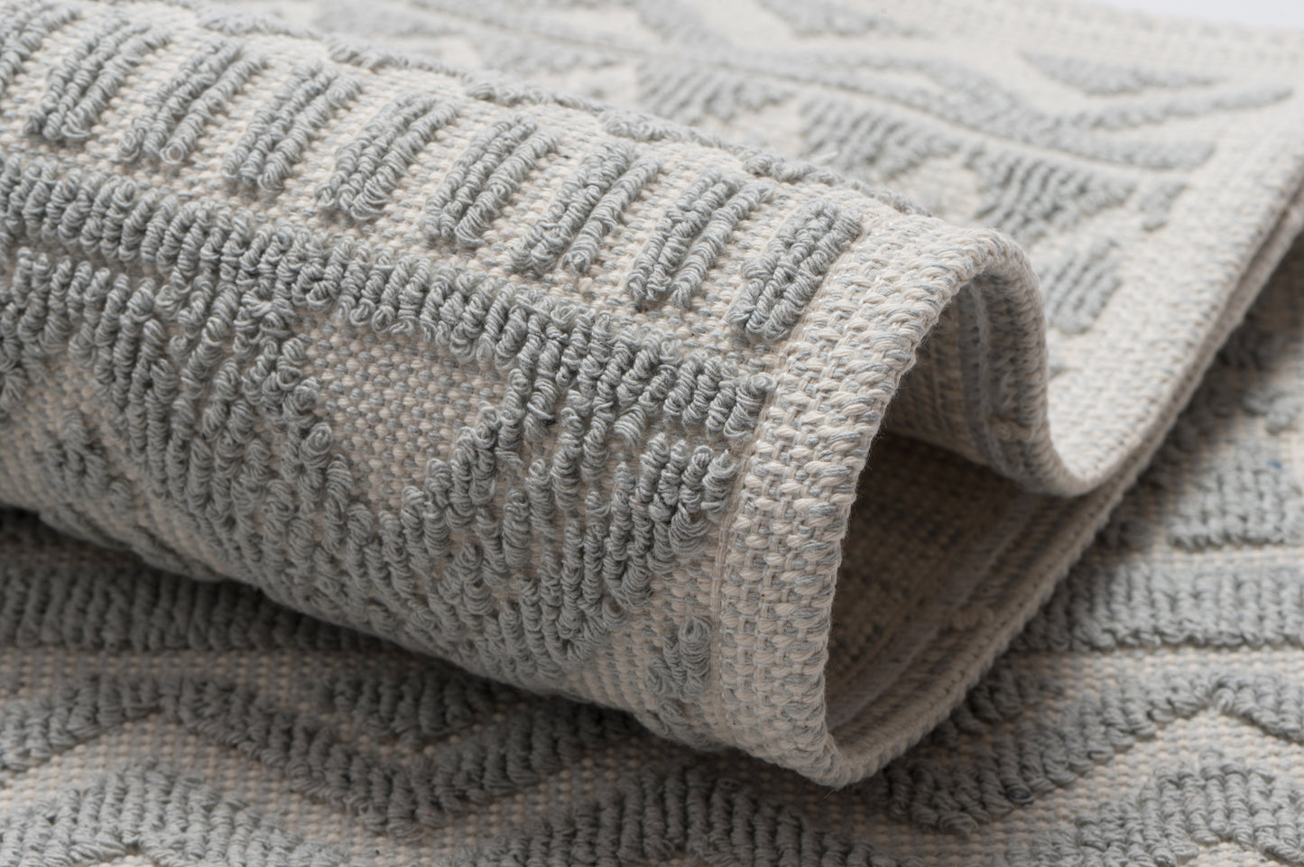 Set Covor Bumbac Trado Gri, 2 covoare, 55x100 cm - 1 bucata, 40x55 cm - 1 bucata