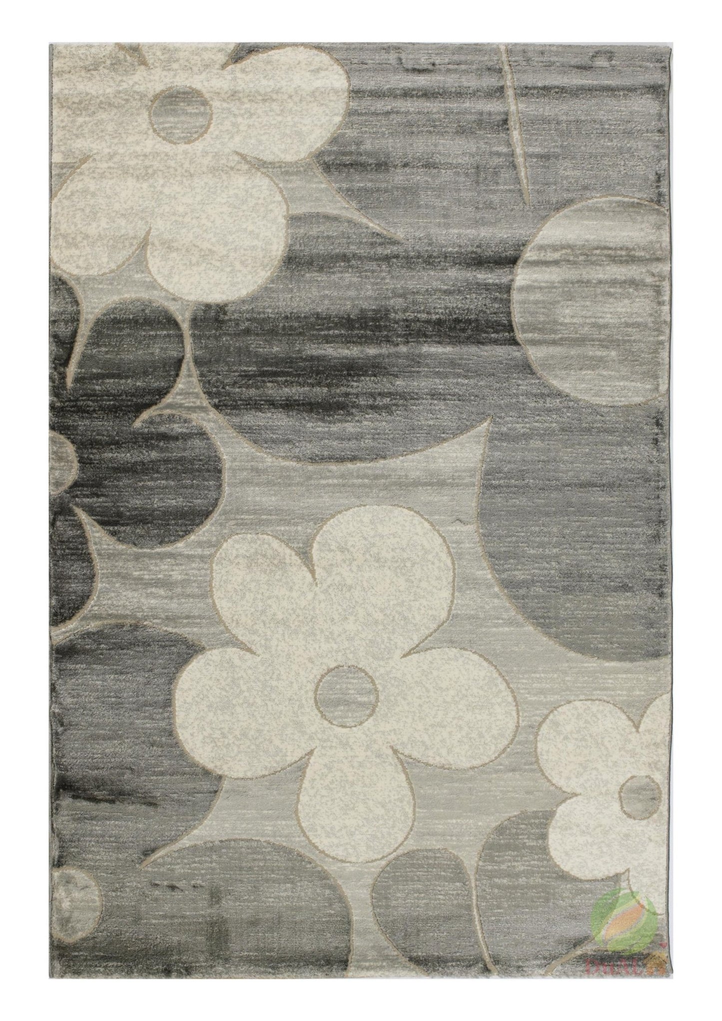 Covor April Unic Flori Gri, 250x350 cm, Floral