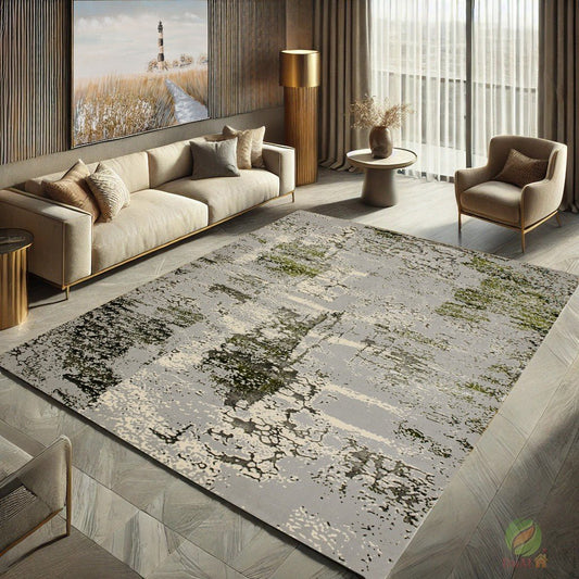 Covor Atlas Babu Gri - Verde, 50x80 cm, Modern