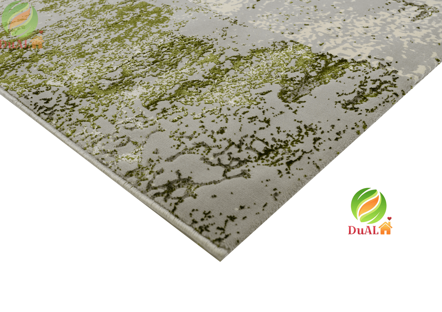 Covor Atlas Babu Gri - Verde, 80x150 cm, Modern