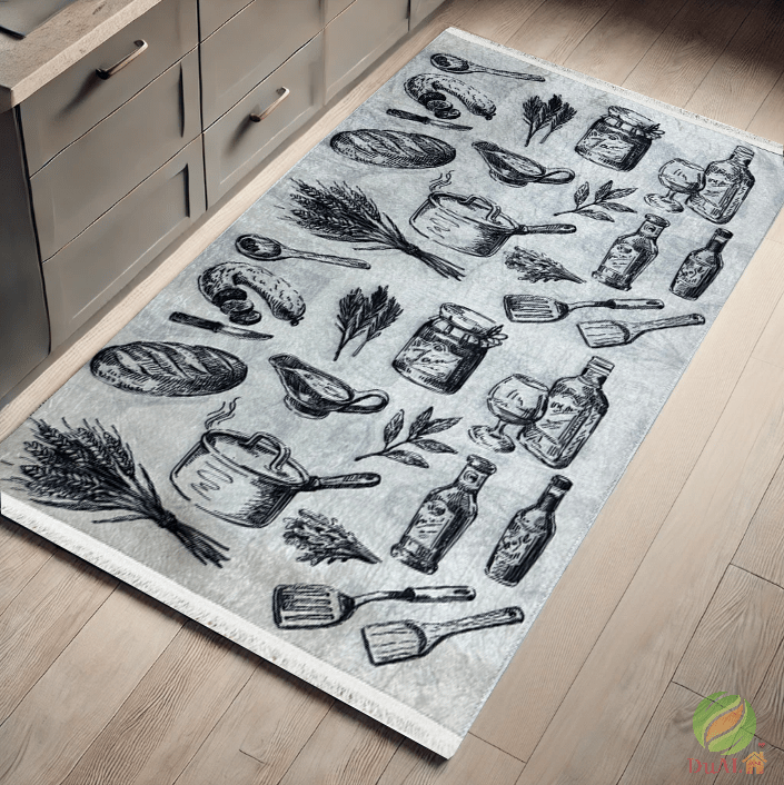 Covor Bucatarie Gusto Gri, 100x150 cm, Clasic