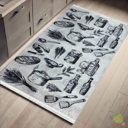 Covor Bucatarie Gusto Gri, 100x150 cm, Clasic