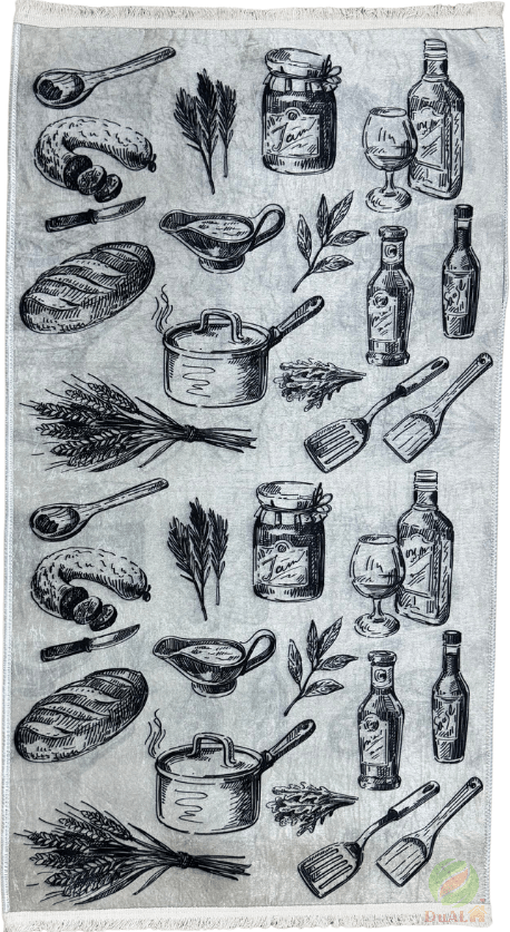 Covor Bucatarie Gusto Gri, 100x150 cm, Clasic