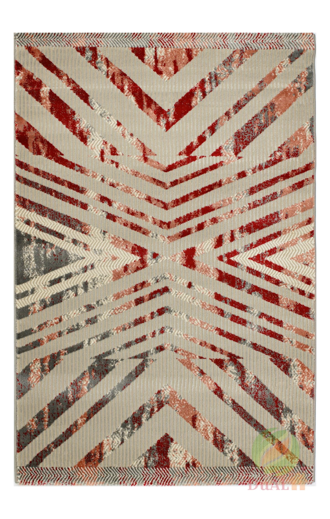 Covor Elif Nurva Gri-Rosu, 150x233 cm, Abstract