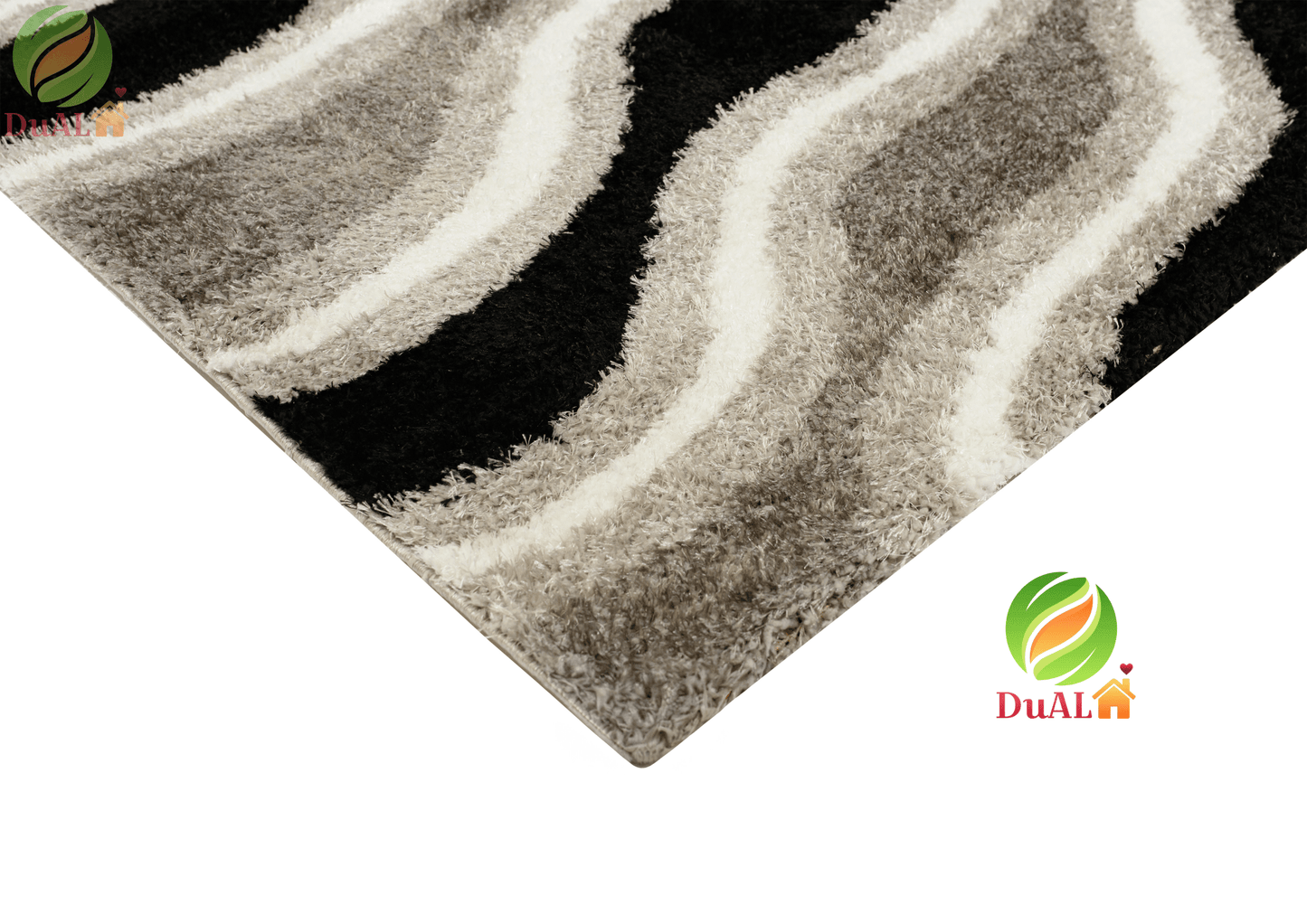 Set Covor Renk Veldo Gri - Negru, 3 covoare, 60x200 cm - 1 bucata, 60x140 cm - 2 bucati