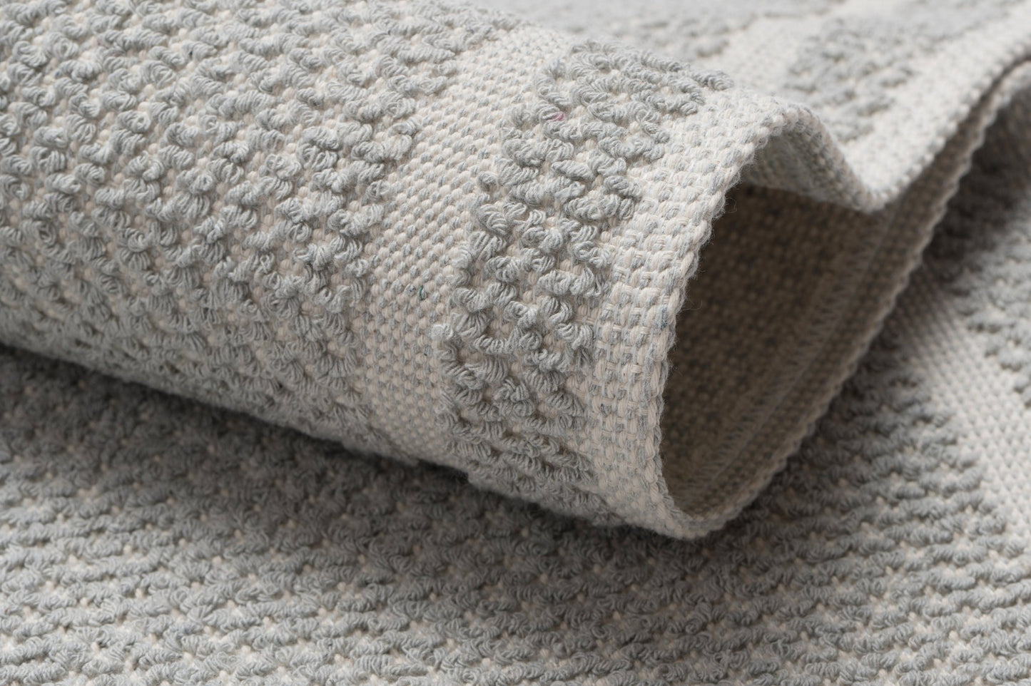 Set Covor Bumbac Pixo Gri, 2 covoare, 55x100 cm - 1 bucata, 40x55 cm - 1 bucata