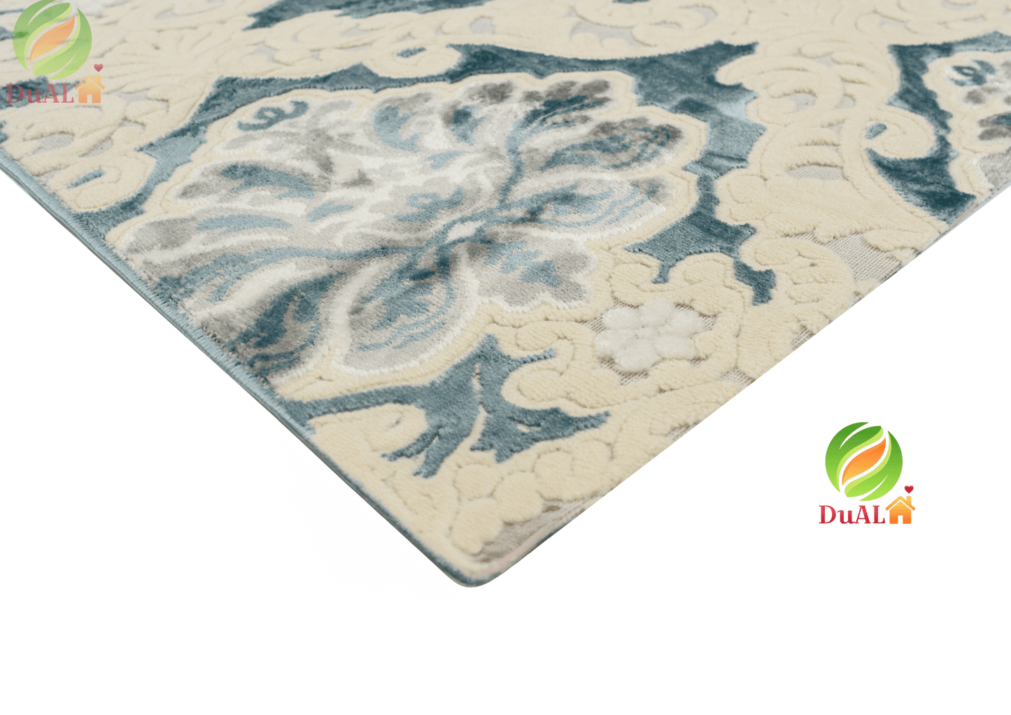 Set Covor Defne Baroca Albastru, 3 covoare, 200x280 cm - 1 bucata, 60x120 cm - 2 bucati