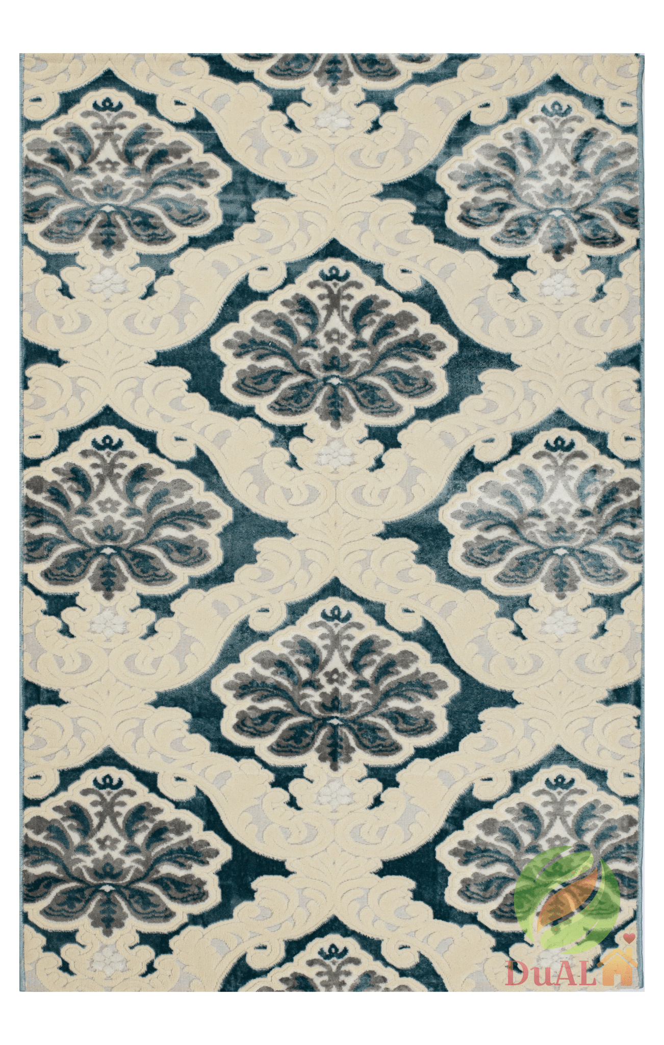 Set Covor Defne Baroca Albastru, 3 covoare, 200x280 cm - 1 bucata, 60x120 cm - 2 bucati