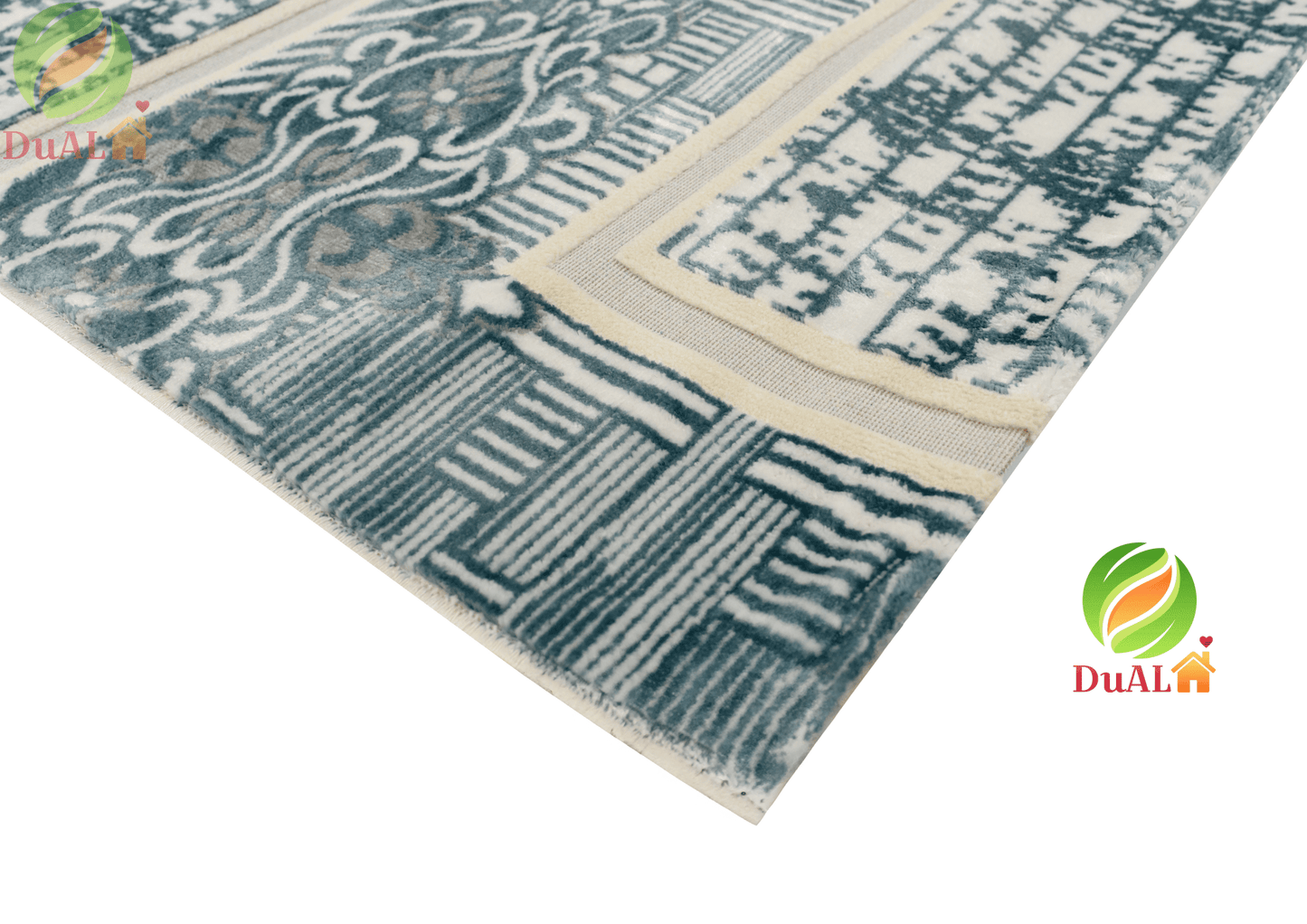 Set Covor Defne Orlato Albastru, 3 covoare, 200x280 cm - 1 bucata, 60x120 cm - 2 bucati