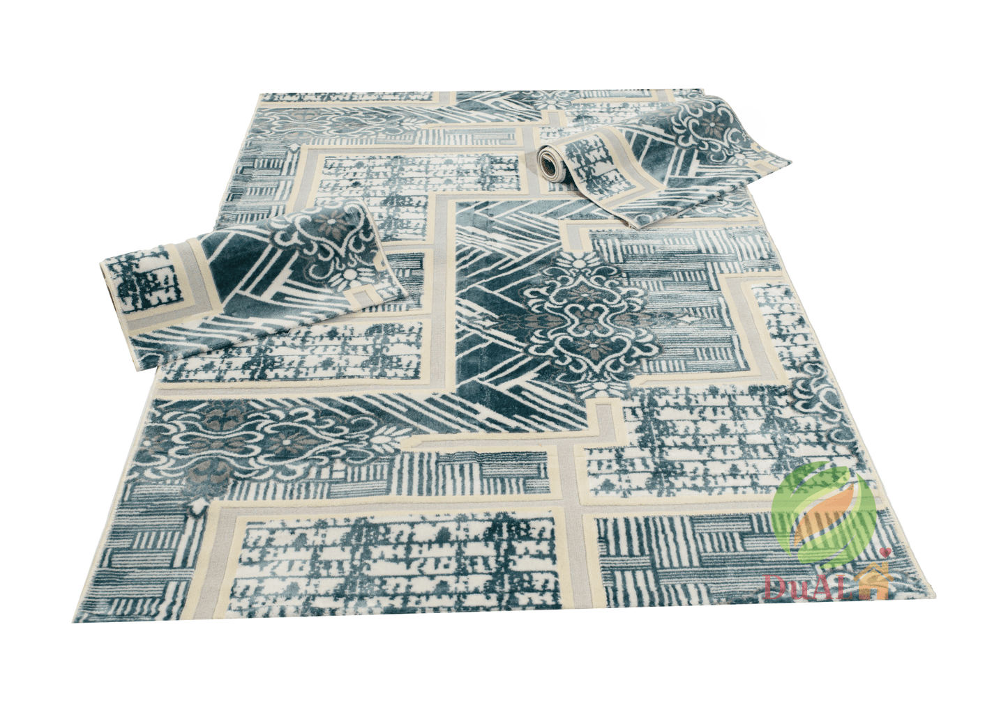 Set Covor Defne Orlato Albastru, 3 covoare, 200x280 cm - 1 bucata, 60x120 cm - 2 bucati