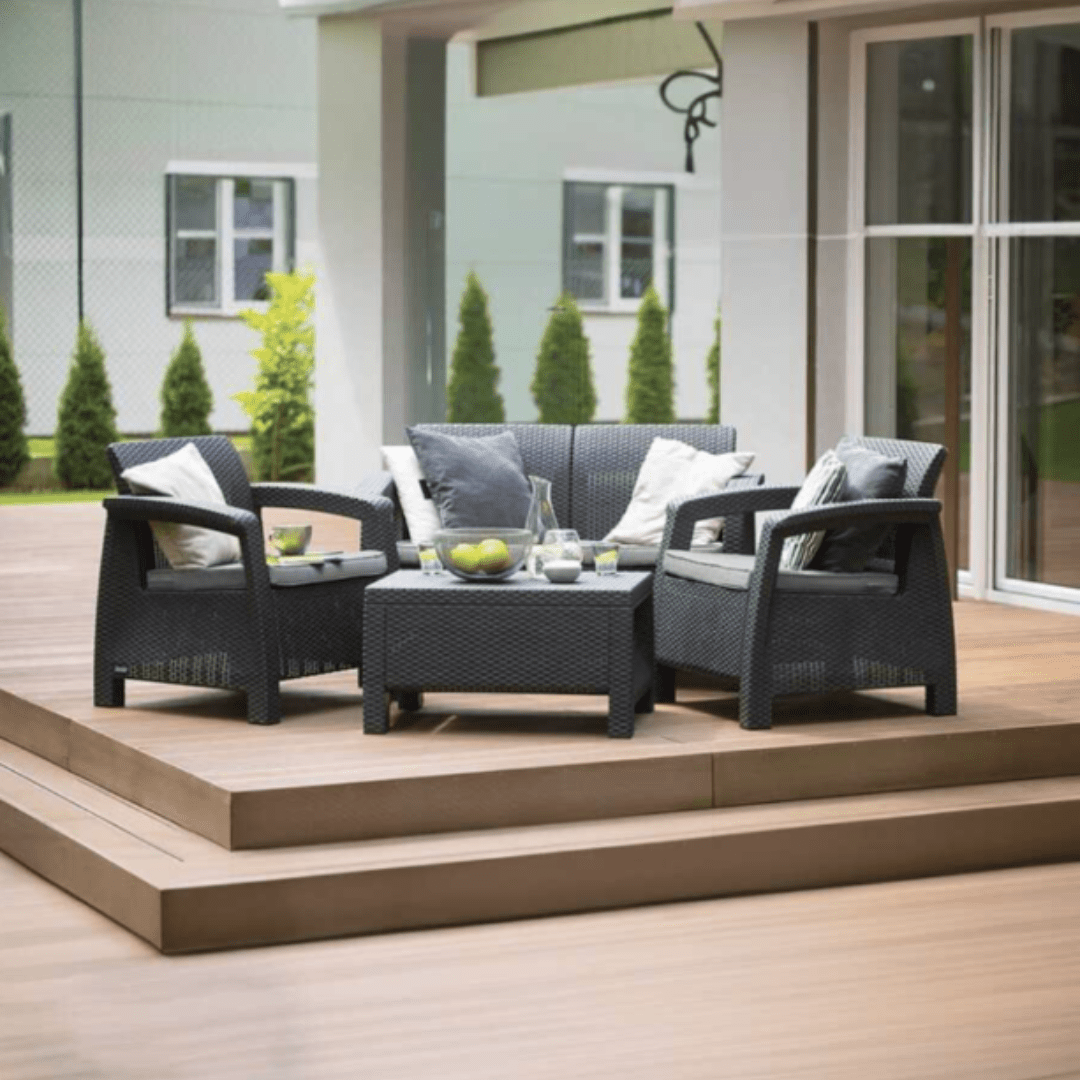 Set mobilier de grădină aspect ratan sintetic – 4 piese, design elegant și confortabil