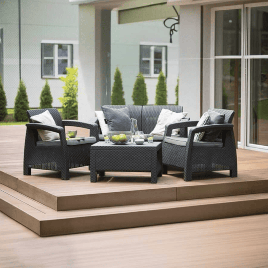 Set mobilier de grădină aspect ratan sintetic – 4 piese, design elegant și confortabil