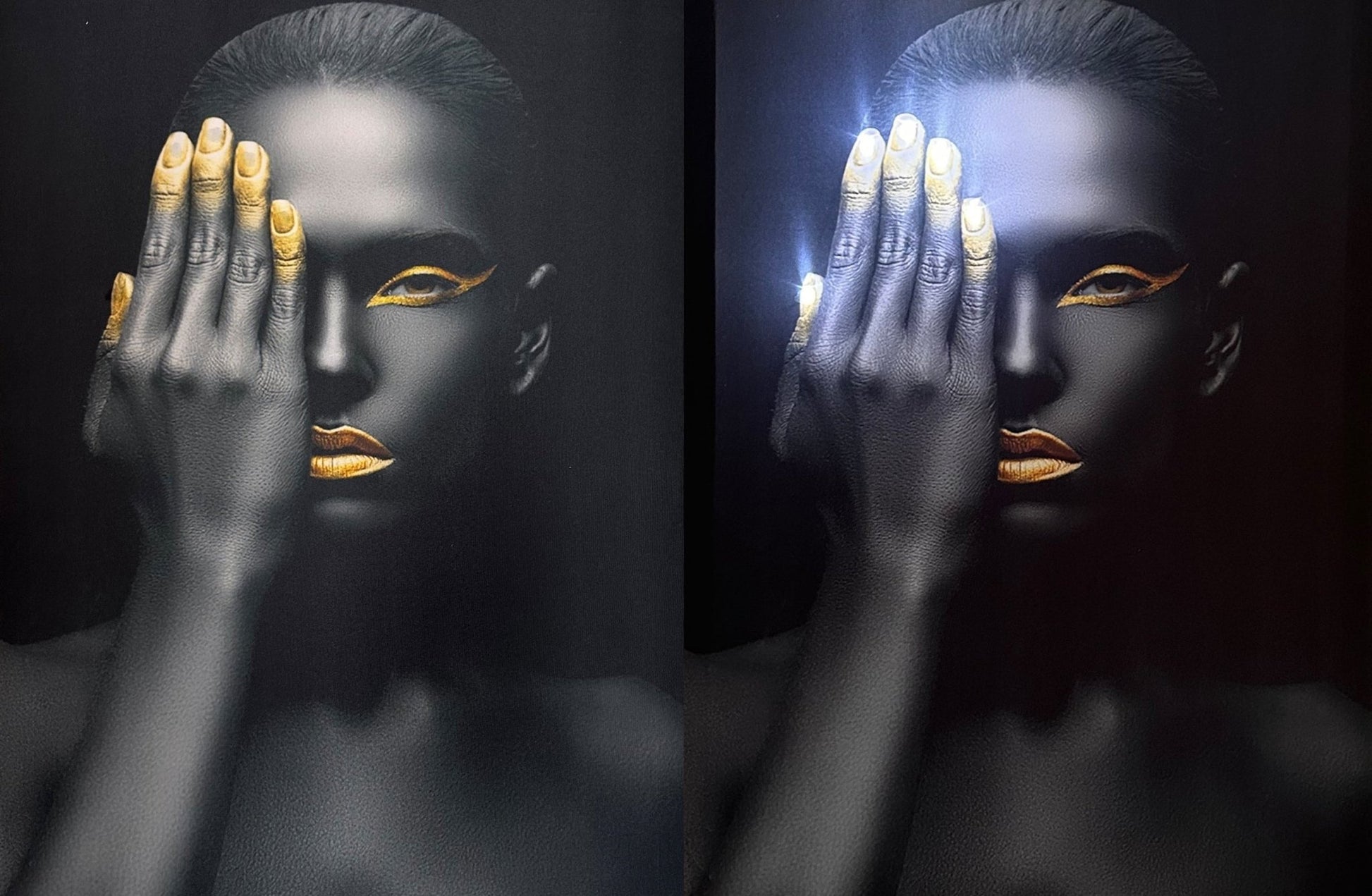 Tablou Canvas cu led, Africana Unic, Gold