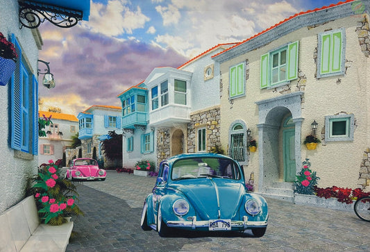 Tablou Canvas cu led, Peisaj Vintage, Multicolor