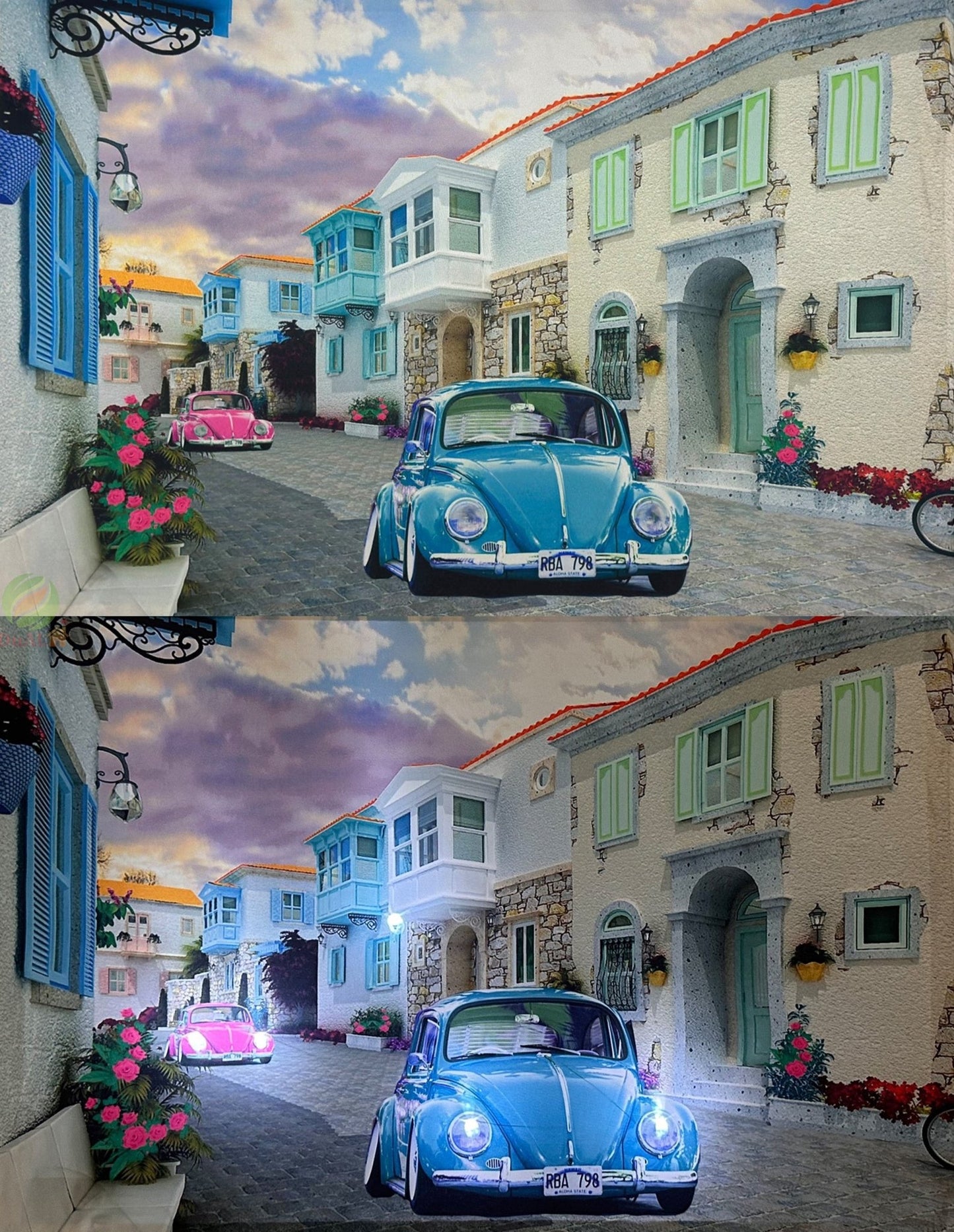 Tablou Canvas cu led, Peisaj Vintage, Multicolor