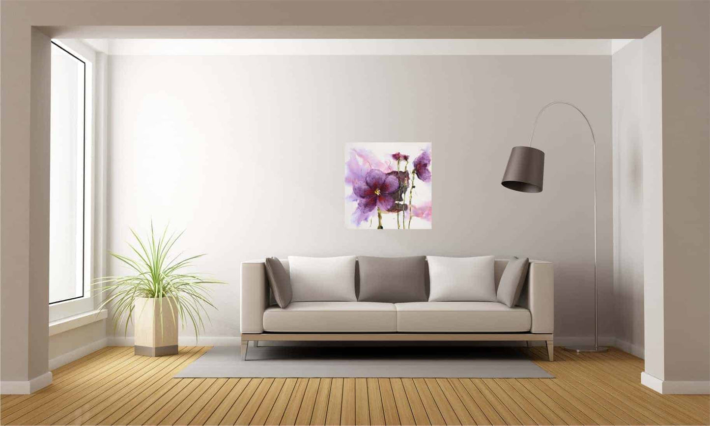 Tablou Pictat Manual Lilies Pink 60x60 cm, FSC 100%