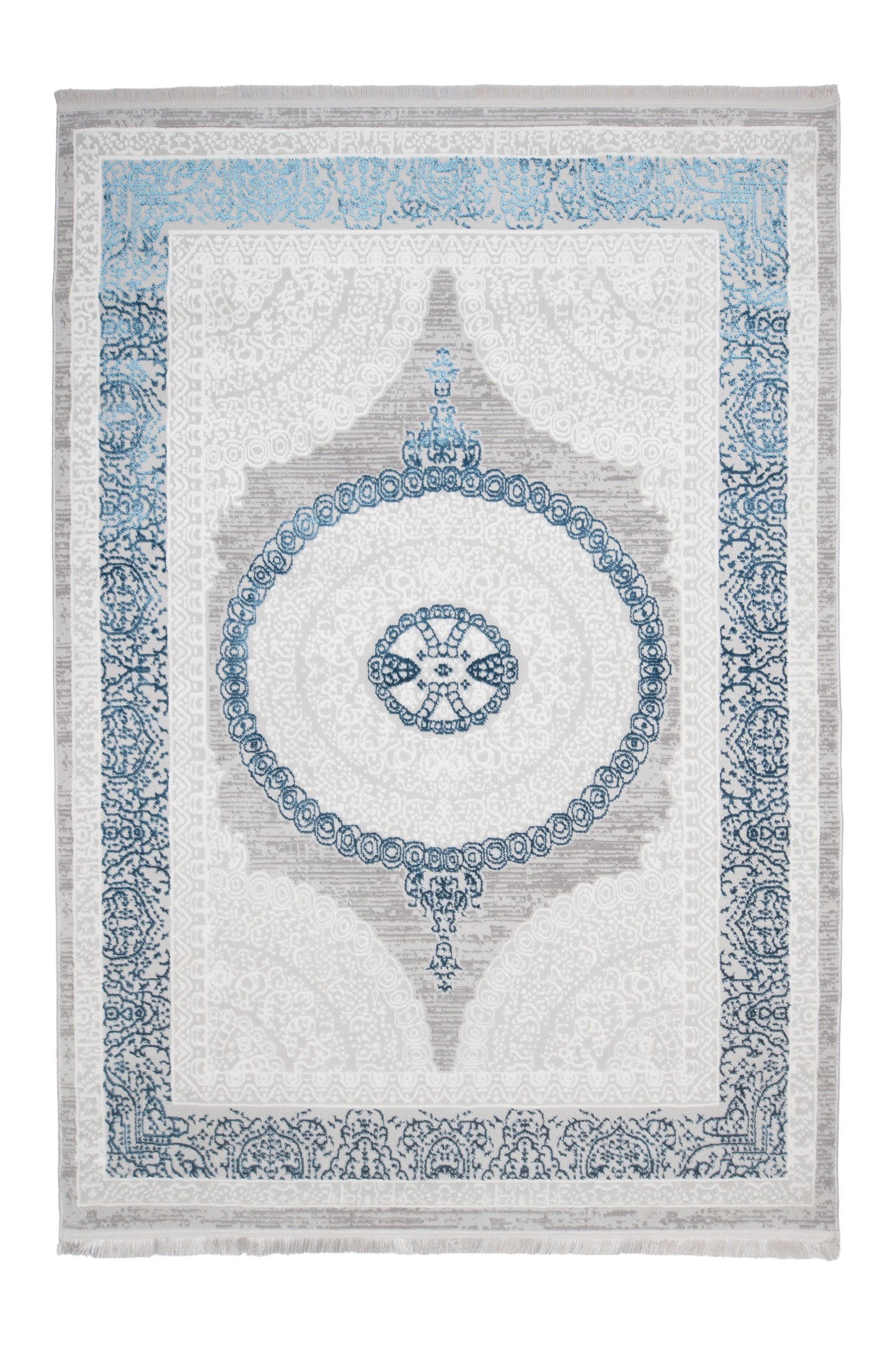 Covor Alye Gifro Gri-Albastru, 100x200 cm, Clasic