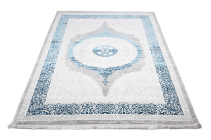 Covor Alye Gifro Gri-Albastru, 100x200 cm, Clasic