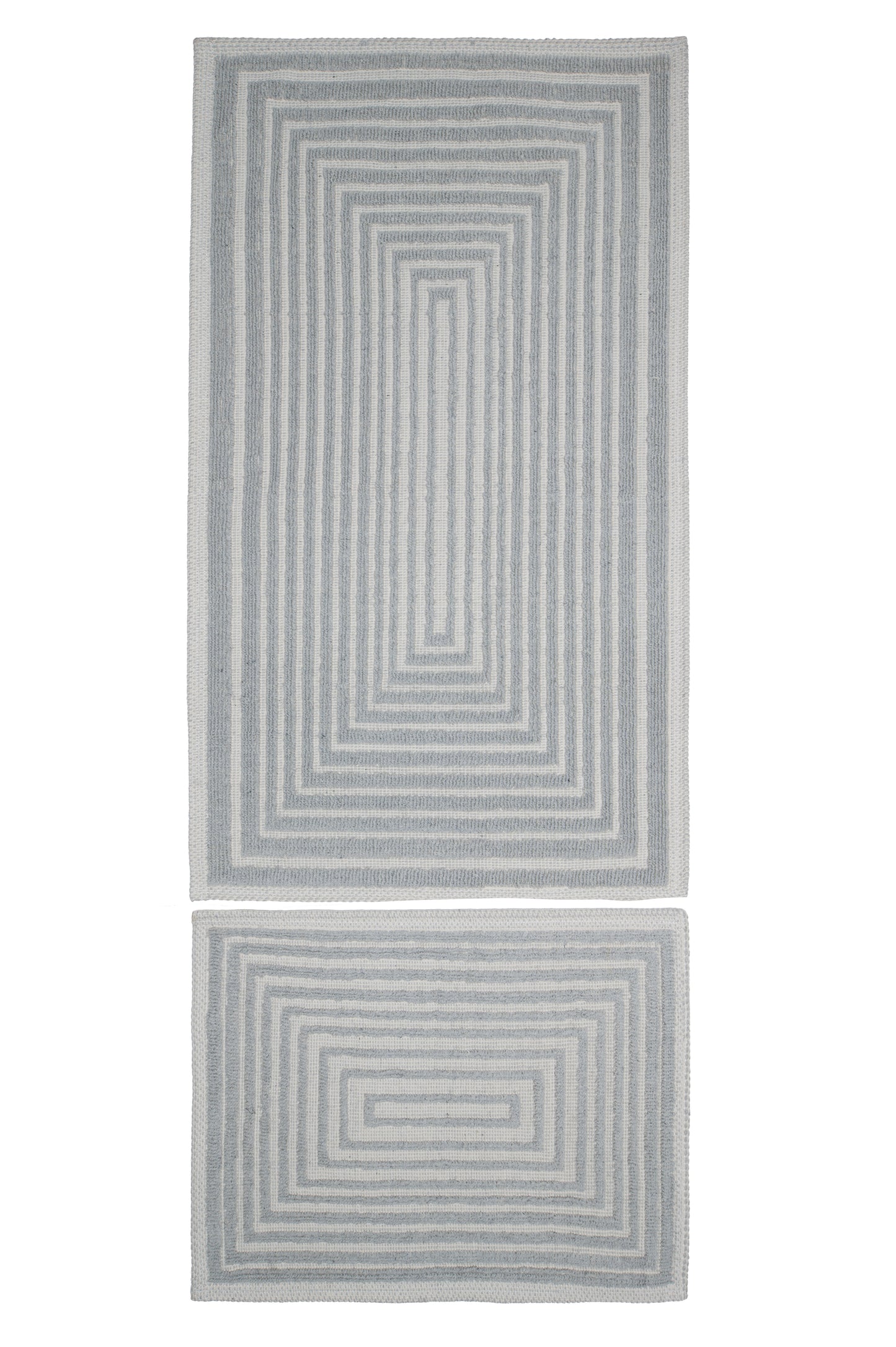 Set Covor Bumbac Frame Gri, 2 covoare, 55x100 cm - 1 bucata, 40x55 cm - 1 bucata