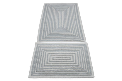 Set Covor Bumbac Frame Gri, 2 covoare, 55x100 cm - 1 bucata, 40x55 cm - 1 bucata
