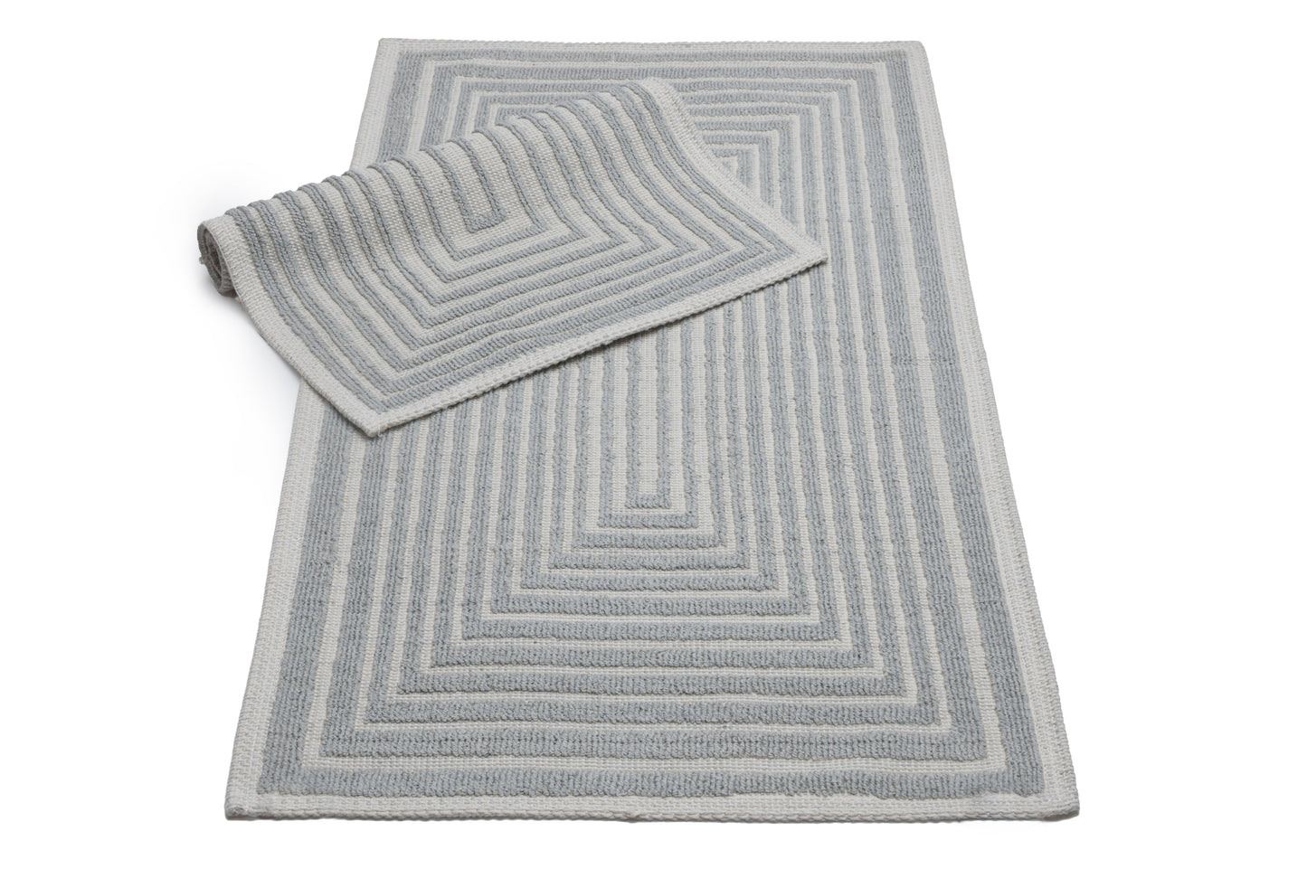 Set Covor Bumbac Frame Gri, 2 covoare, 55x100 cm - 1 bucata, 40x55 cm - 1 bucata