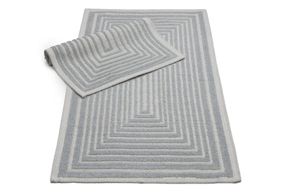 Set Covor Bumbac Frame Gri, 2 covoare, 55x100 cm - 1 bucata, 40x55 cm - 1 bucata
