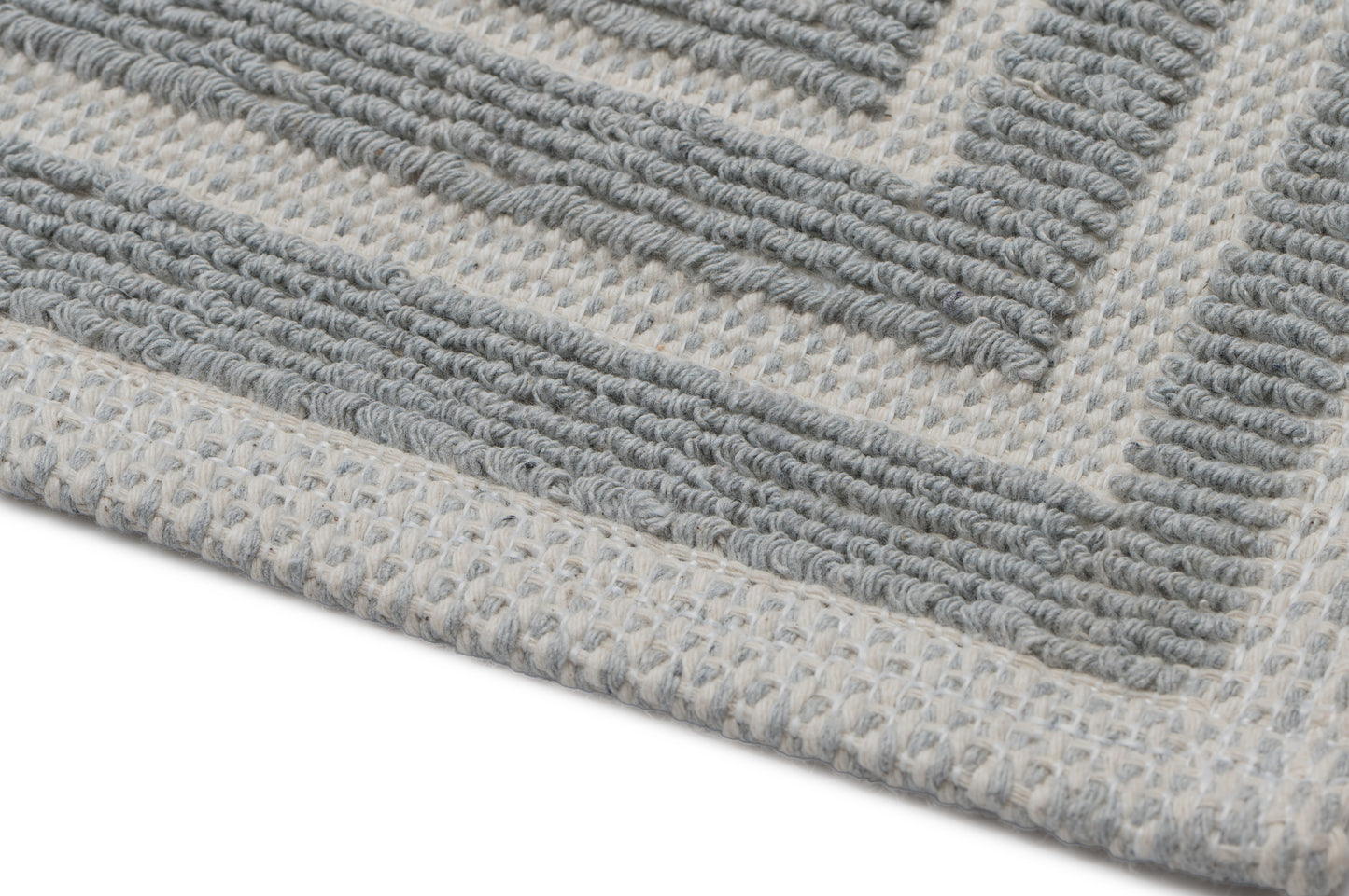 Set Covor Bumbac Frame Gri, 2 covoare, 55x100 cm - 1 bucata, 40x55 cm - 1 bucata