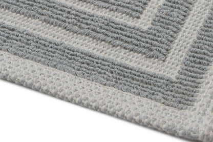 Set Covor Bumbac Frame Gri, 2 covoare, 55x100 cm - 1 bucata, 40x55 cm - 1 bucata