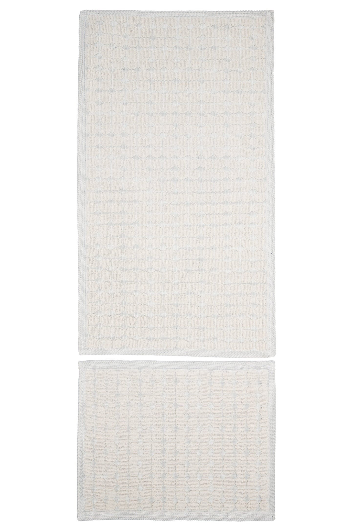 Set Covor Bumbac Pibo Bej, 2 covoare, 55x100 cm - 1 bucata, 40x55 cm - 1 bucata