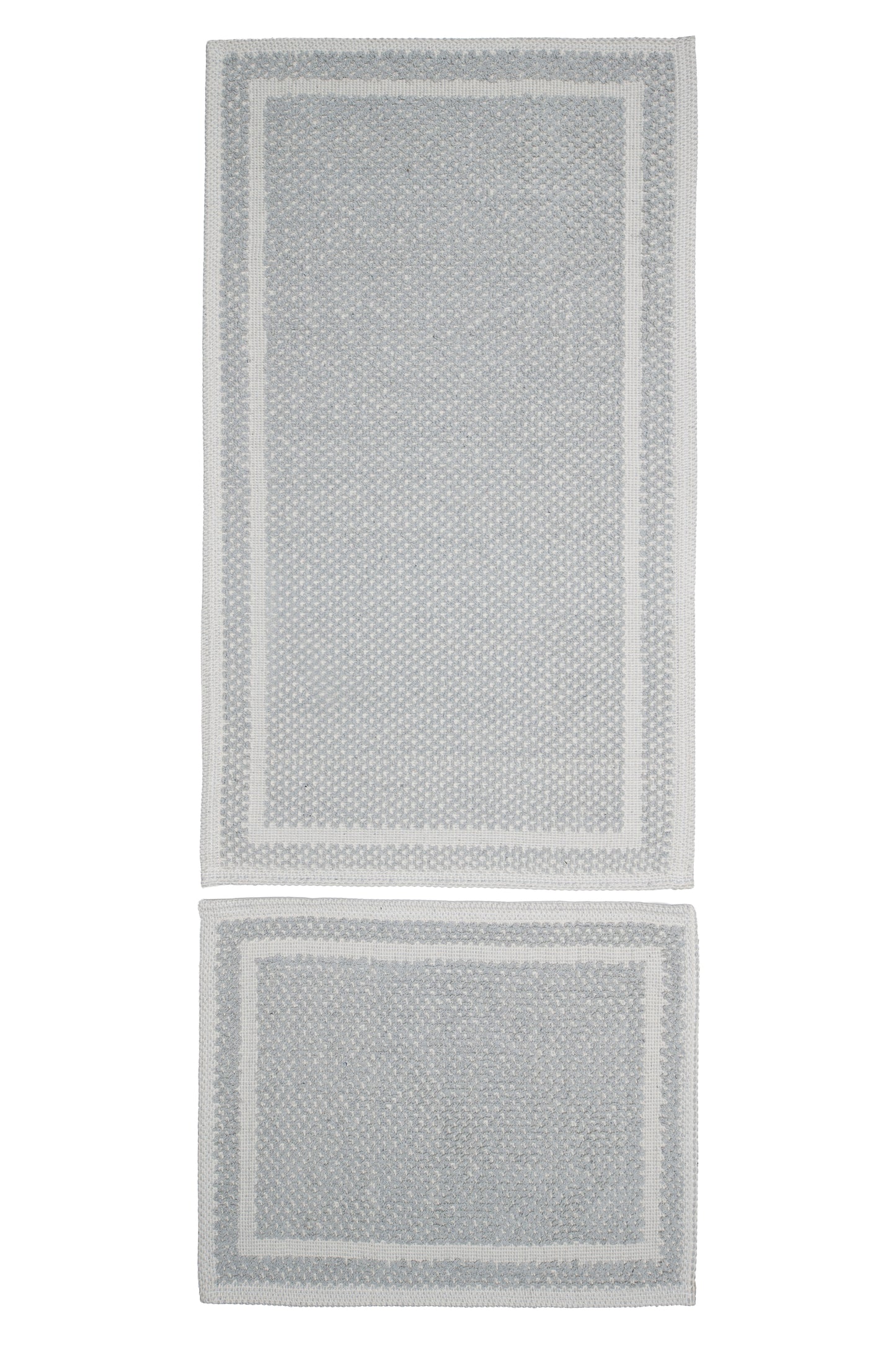 Set Covor Bumbac Pixo Gri, 2 covoare, 55x100 cm - 1 bucata, 40x55 cm - 1 bucata
