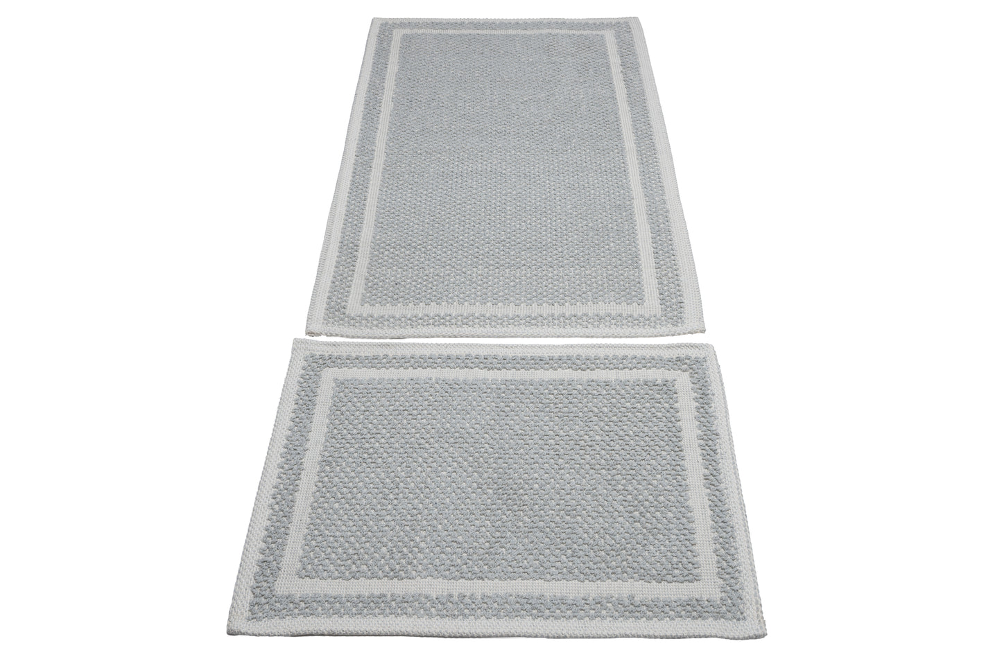 Set Covor Bumbac Pixo Gri, 2 covoare, 55x100 cm - 1 bucata, 40x55 cm - 1 bucata