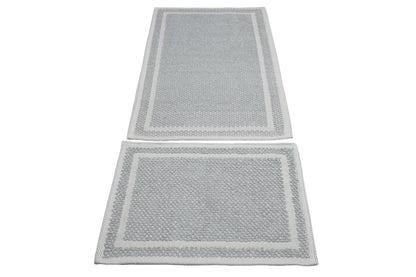 Set Covor Bumbac Pixo Gri, 2 covoare, 55x100 cm - 1 bucata, 40x55 cm - 1 bucata