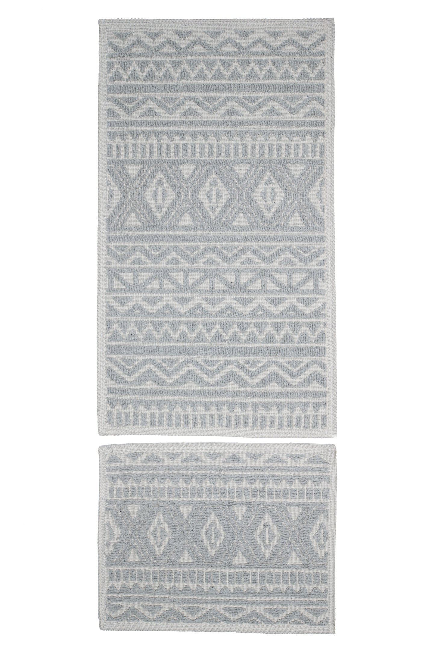 Set Covor Bumbac Trado Gri, 2 covoare, 55x100 cm - 1 bucata, 40x55 cm - 1 bucata