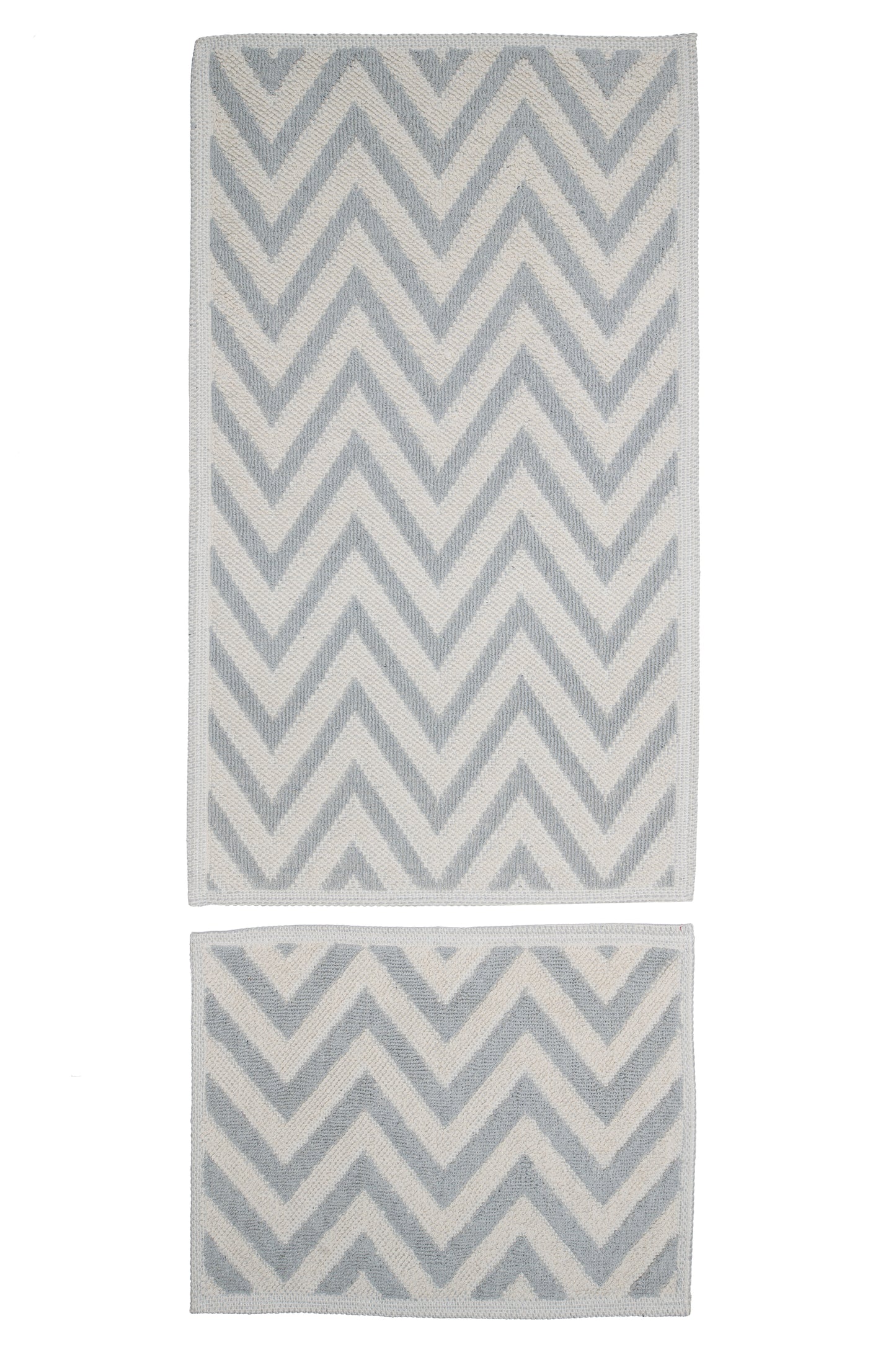 Set Covor Bumbac Zigo Gri, 2 covoare, 55x100 cm - 1 bucata, 40x55 cm - 1 bucata