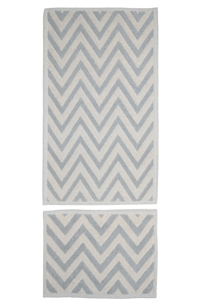 Set Covor Bumbac Zigo Gri, 2 covoare, 55x100 cm - 1 bucata, 40x55 cm - 1 bucata