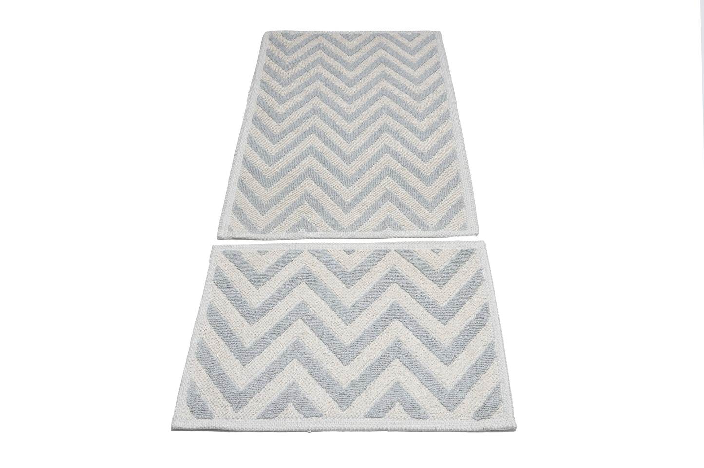 Set Covor Bumbac Zigo Gri, 2 covoare, 55x100 cm - 1 bucata, 40x55 cm - 1 bucata