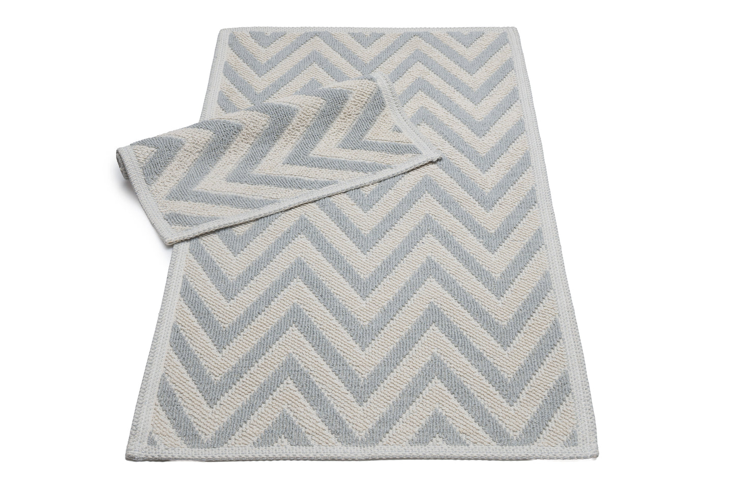 Set Covor Bumbac Zigo Gri, 2 covoare, 55x100 cm - 1 bucata, 40x55 cm - 1 bucata