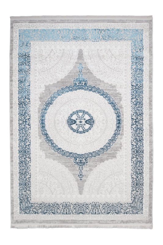 Covor Alye Gifro Gri-Albastru, 100x200 cm, Clasic