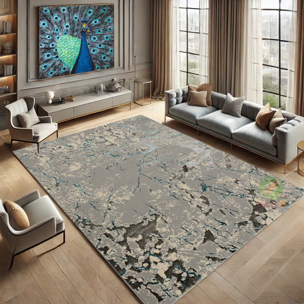 Covor Atlas Zdub Gri-Albastru, 100x200 cm, Modern