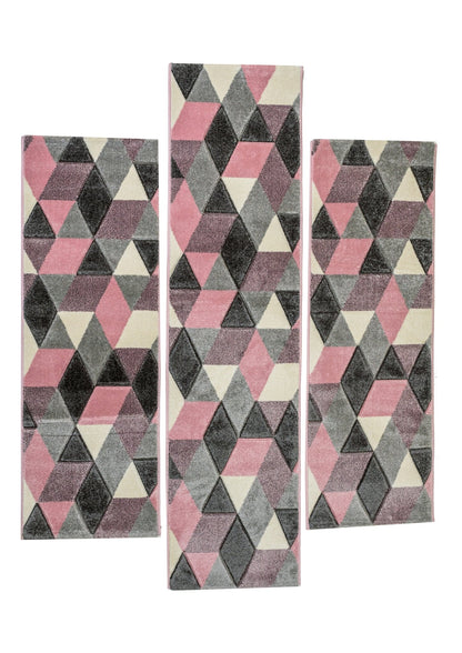 Covor Friese Cubi Roz, SET 80 cm, Geometric