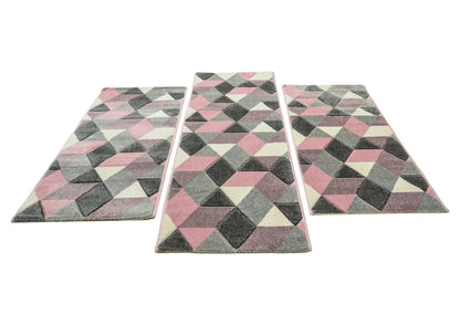 Covor Friese Cubi Roz, SET 80 cm, Geometric