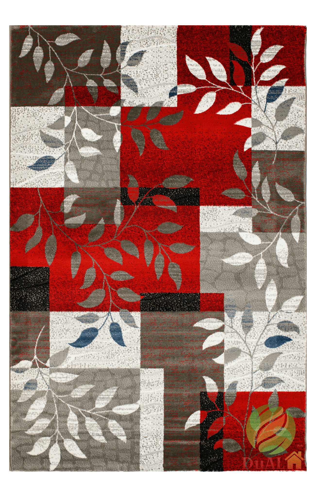 Covor Friese Palmos Gri-Rosu, 70x100 cm, Floral
