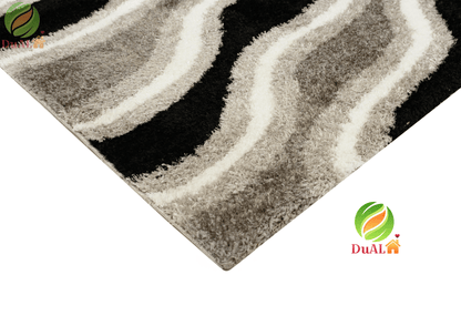 Set Covor Renk Veldo Gri - Negru, 3 covoare, 80x270 cm - 1 bucata, 80x140 cm  - 2 bucati