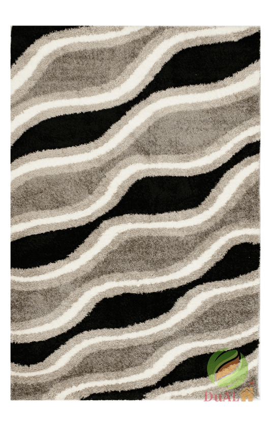 Set Covor Renk Veldo Gri - Negru, 3 covoare, 60x200 cm - 1 bucata, 60x140 cm  - 2 bucati