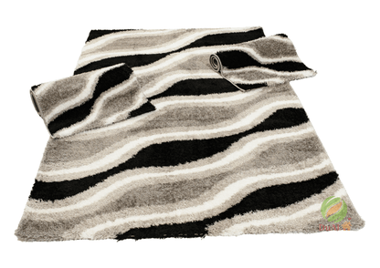 Set Covor Renk Veldo Gri - Negru, 3 covoare, 80x270 cm - 1 bucata, 80x140 cm  - 2 bucati