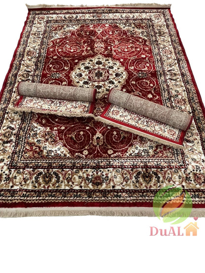 Antique Cherry/White Carpet Set 3 pieces, 160x220 cm 1 piece, 60x120 cm 2 pieces, 1800 g/m2, 100% Synthetic Fiber