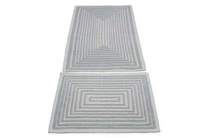 Set Covor Bumbac Frame Gri, 2 covoare, 55x100 cm - 1 bucata, 40x55 cm - 1 bucata