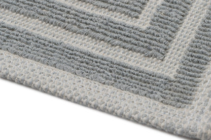 Set Covor Bumbac Frame Gri, 2 covoare, 55x100 cm - 1 bucata, 40x55 cm - 1 bucata