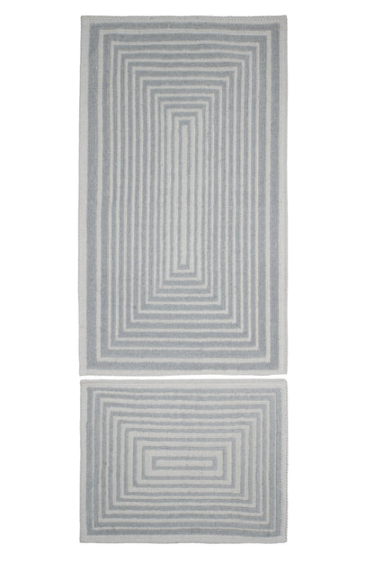 Set Covor Bumbac Frame Gri, 2 covoare, 55x100 cm - 1 bucata, 40x55 cm - 1 bucata