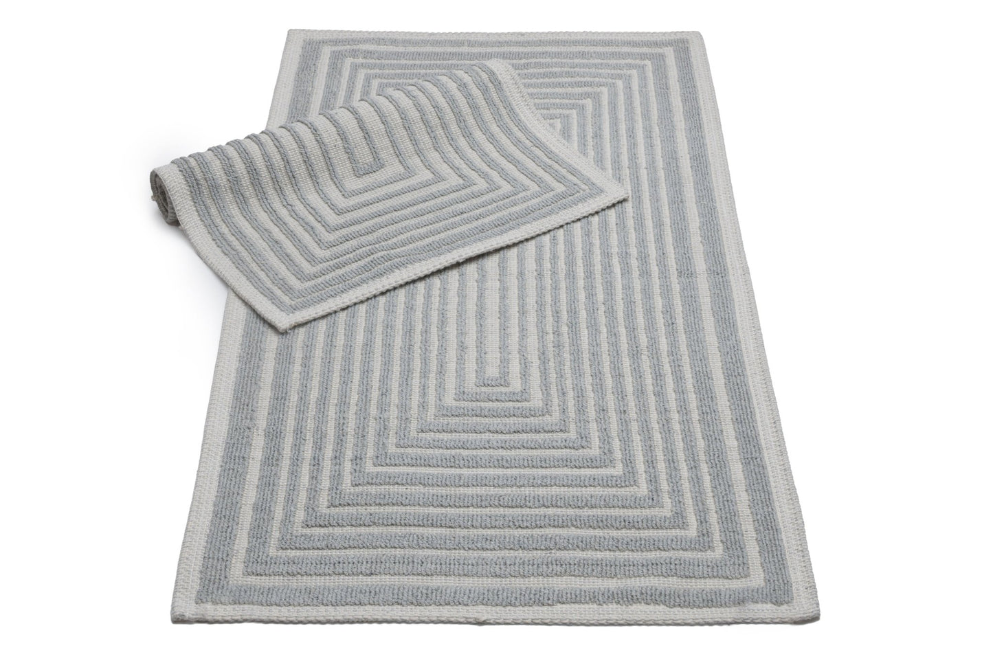 Set Covor Bumbac Frame Gri, 2 covoare, 55x100 cm - 1 bucata, 40x55 cm - 1 bucata